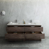 Fresca FCB31-3636ACA-FS Formosa 70" Floor Standing Open Bottom Double Sink Modern Bathroom Cabinet