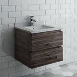 Fresca FCB3124ACA-CWH-U Formosa 24" Wall Hung Modern Bathroom Cabinet with Top & Sink in Acacia