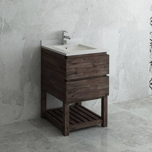Fresca FCB3124ACA-FS-CWH-U Formosa 24" Floor Standing Open Bottom Modern Bathroom Cabinet with Top & Sink