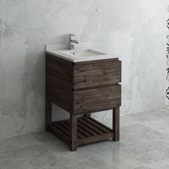 Fresca FCB3124ACA-FS-CWH-U Formosa 24" Floor Standing Open Bottom Modern Bathroom Cabinet with Top & Sink