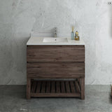Fresca FCB3136ACA-FS-CWH-U Formosa 36" Floor Standing Open Bottom Modern Bathroom Cabinet with Top & Sink