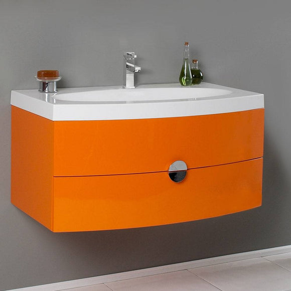 Fresca FCB5092OR-I Energia 36" Orange Modern Bathroom Cabinet with Integrated Sink