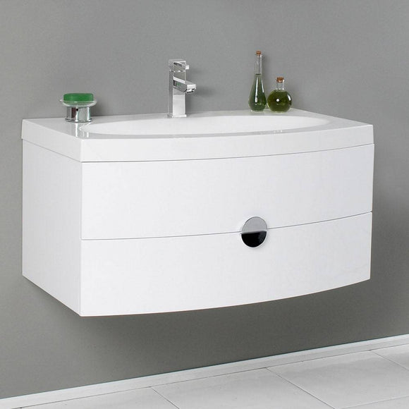 Fresca FCB5092PW-I Energia 36" White Modern Bathroom Cabinet with Integrated Sink
