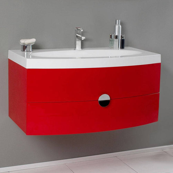 Fresca FCB5092RD-I Energia 36" Red Modern Bathroom Cabinet with Integrated Sink