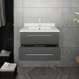Fresca FCB6124GR-UNS-CWH-U Lucera 24" Gray Wall Hung Modern Bathroom Cabinet with Top & Undermount Sink