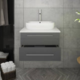 Fresca FCB6124GR-VSL-CWH-V Lucera 24" Gray Wall Hung Modern Bathroom Cabinet with Top & Vessel Sink