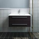 Fresca FCB6130ES-UNS-CWH-U Lucera 30" Espresso Wall Hung Modern Bathroom Cabinet with Top & Undermount Sink