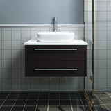 Fresca FCB6130ES-VSL-CWH-V Lucera 30" Espresso Wall Hung Modern Bathroom Cabinet with Top & Vessel Sink