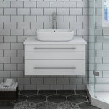 Fresca FCB6130WH-VSL-CWH-V Lucera 30" White Wall Hung Modern Bathroom Cabinet with Top & Vessel Sink