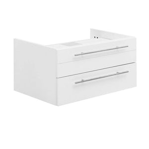 Fresca FCB6130WH-VSL Lucera 30" White Wall Hung Vessel Sink Modern Bathroom Cabinet