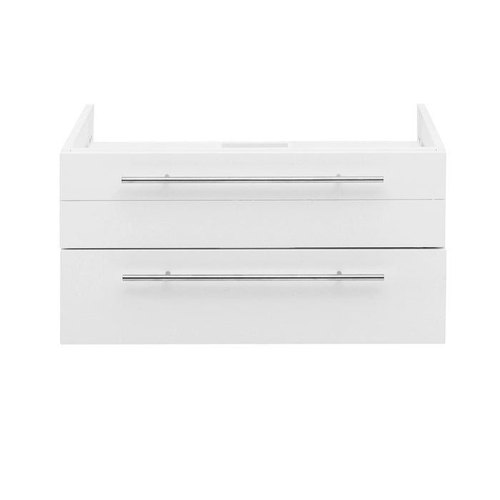 Fresca FCB6130WH-VSL Lucera 30" White Wall Hung Vessel Sink Modern Bathroom Cabinet