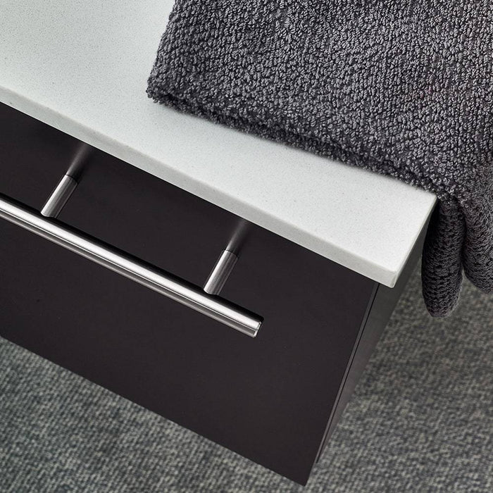 Fresca FCB6136ES-UNS-L-CWH-U Lucera 36" Espresso Wall Hung Modern Bathroom Cabinet with Top & Undermount Sink - Left Version