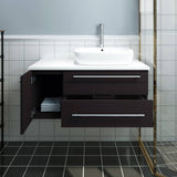 Fresca FCB6136ES-VSL-R-CWH-V Lucera 36" Espresso Wall Hung Modern Bathroom Cabinet with Top & Vessel Sink - Right Version