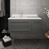 Fresca FCB6136GR-UNS-L-CWH-U Lucera 36" Gray Wall Hung Modern Bathroom Cabinet with Top & Undermount Sink - Left Version