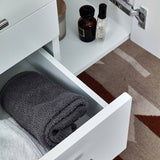 Fresca FCB6136WH-VSL-L-CWH-V Lucera 36" White Wall Hung Modern Bathroom Cabinet with Top & Vessel Sink - Left Version