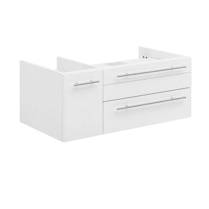 Fresca FCB6136WH-VSL-R Lucera 36" White Wall Hung Vessel Sink Modern Bathroom Cabinet - Right Version
