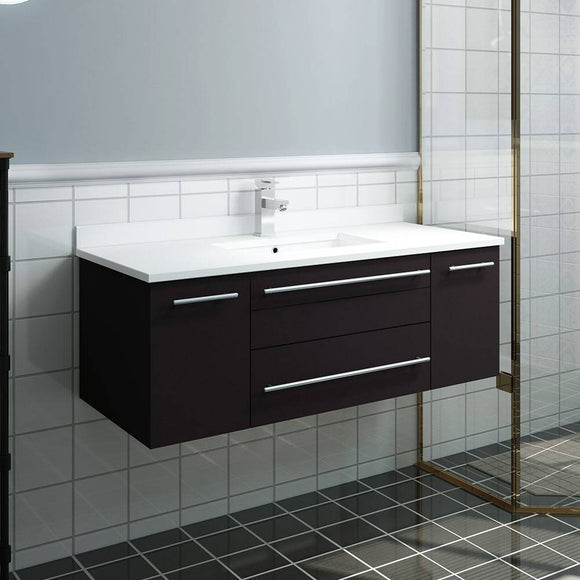 Fresca FCB6142ES-UNS-CWH-U Lucera 42" Espresso Wall Hung Modern Bathroom Cabinet with Top & Undermount Sink
