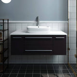 Fresca FCB6142ES-VSL-CWH-V Lucera 42" Espresso Wall Hung Modern Bathroom Cabinet with Top & Vessel Sink