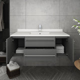 Fresca FCB6142GR-UNS-CWH-U Lucera 42" Gray Wall Hung Modern Bathroom Cabinet with Top & Undermount Sink