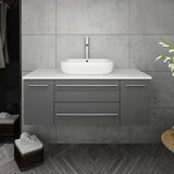 Fresca FCB6142GR-VSL-CWH-V Lucera 42" Gray Wall Hung Modern Bathroom Cabinet with Top & Vessel Sink