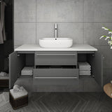 Fresca FCB6142GR-VSL-CWH-V Lucera 42" Gray Wall Hung Modern Bathroom Cabinet with Top & Vessel Sink