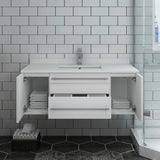 Fresca FCB6142WH-UNS-CWH-U Lucera 42" White Wall Hung Modern Bathroom Cabinet with Top & Undermount Sink