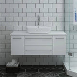 Fresca FCB6142WH-VSL-CWH-V Lucera 42" White Wall Hung Modern Bathroom Cabinet with Top & Vessel Sink