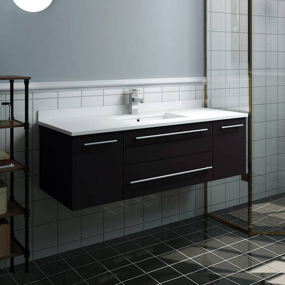 Fresca FCB6148ES-UNS-CWH-U Lucera 48" Espresso Wall Hung Modern Bathroom Cabinet with Top & Undermount Sink