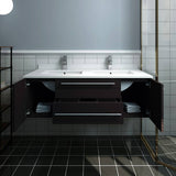Fresca FCB6148ES-UNS-D-CWH-U Lucera 48" Espresso Wall Hung Modern Bathroom Cabinet with Top & Double Undermount Sinks