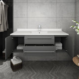 Fresca FCB6148GR-UNS-CWH-U Lucera 48" Gray Wall Hung Modern Bathroom Cabinet with Top & Undermount Sink