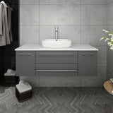 Fresca FCB6148GR-VSL-CWH-V Lucera 48" Gray Wall Hung Modern Bathroom Cabinet with Top & Vessel Sink