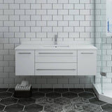 Fresca FCB6148WH-UNS-CWH-U Lucera 48" White Wall Hung Modern Bathroom Cabinet with Top & Undermount Sink