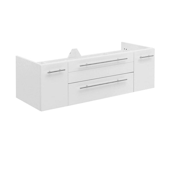 Fresca FCB6148WH-UNS-D Lucera 48" White Wall Hung Double Undermount Sink Modern Bathroom Cabinet