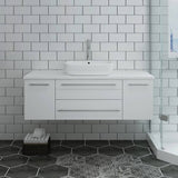 Fresca FCB6148WH-VSL-CWH-V Lucera 48" White Wall Hung Modern Bathroom Cabinet with Top & Vessel Sink