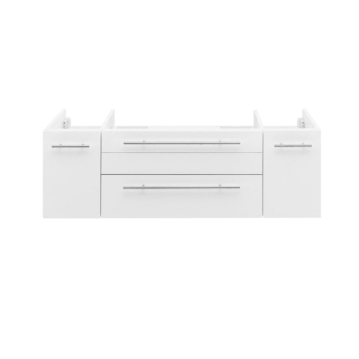 Fresca FCB6148WH-VSL-D Lucera 48" White Wall Hung Double Vessel Sink Modern Bathroom Cabinet