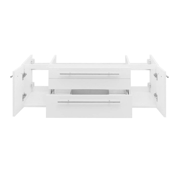 Fresca FCB6148WH-VSL-D Lucera 48" White Wall Hung Double Vessel Sink Modern Bathroom Cabinet