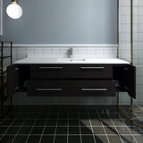 Fresca FCB6160ES-UNS-CWH-U Lucera 60" Espresso Wall Hung Modern Bathroom Cabinet with Top & Single Undermount Sink