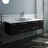 Fresca FCB6160ES-VSL-CWH-V Lucera 60" Espresso Wall Hung Modern Bathroom Cabinet with Top & Single Vessel Sink