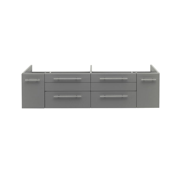 Fresca FCB6160GR-UNS-D Lucera 60" Gray Wall Hung Double Undermount Sink Modern Bathroom Cabinet