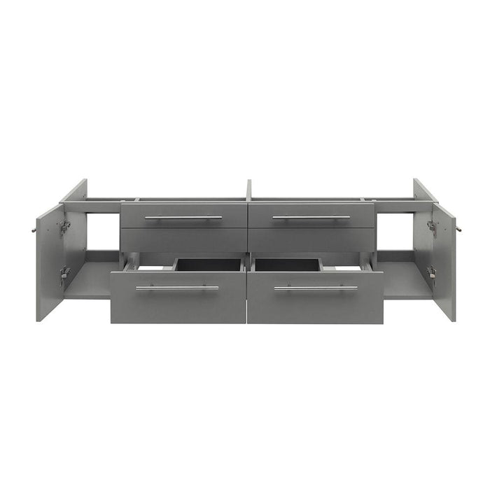 Fresca FCB6160GR-UNS-D Lucera 60" Gray Wall Hung Double Undermount Sink Modern Bathroom Cabinet
