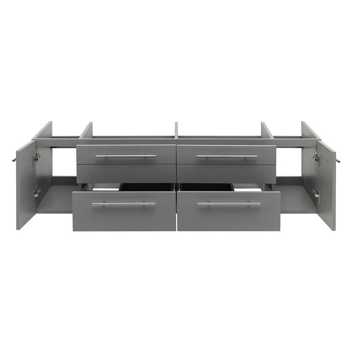 Fresca FCB6160GR-VSL-D Lucera 60" Gray Wall Hung Double Vessel Sink Modern Bathroom Cabinet