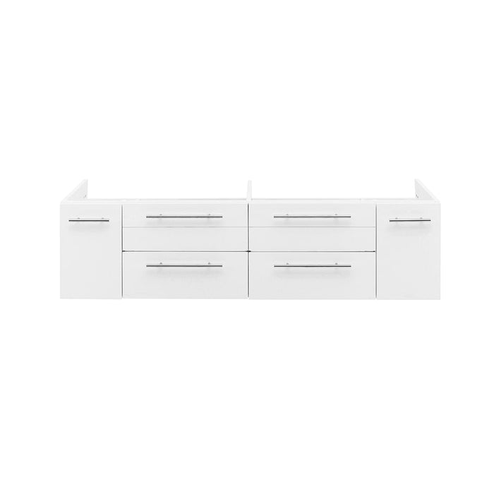 Fresca FCB6160WH-UNS-D Lucera 60" White Wall Hung Double Undermount Sink Modern Bathroom Cabinet