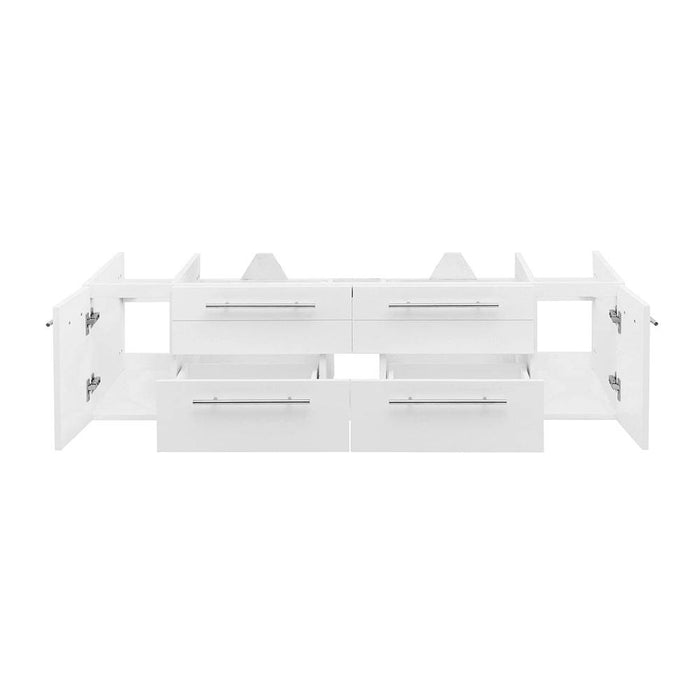 Fresca FCB6160WH-UNS Lucera 60" White Wall Hung Single Undermount Sink Modern Bathroom Cabinet