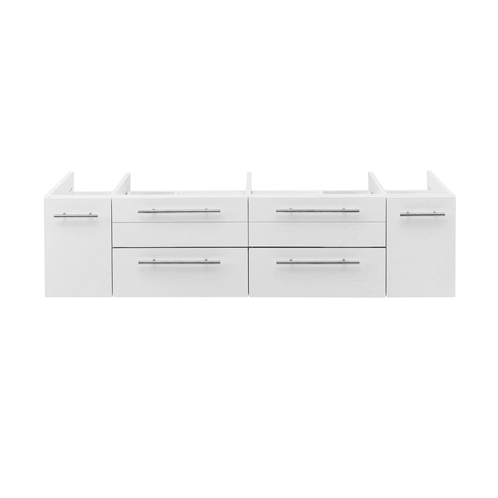 Fresca FCB6160WH-VSL-D Lucera 60" White Wall Hung Double Vessel Sink Modern Bathroom Cabinet