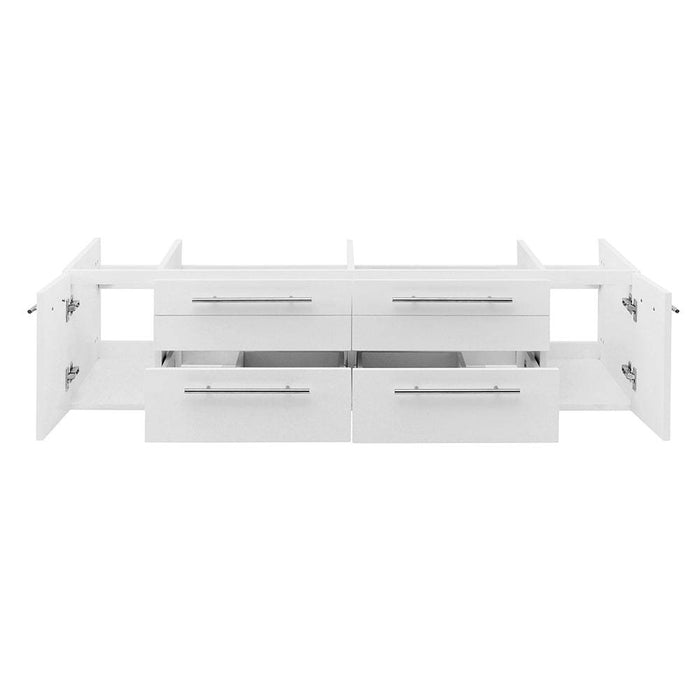 Fresca FCB6160WH-VSL-D Lucera 60" White Wall Hung Double Vessel Sink Modern Bathroom Cabinet