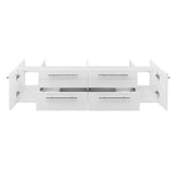 Fresca FCB6160WH-VSL-D Lucera 60" White Wall Hung Double Vessel Sink Modern Bathroom Cabinet