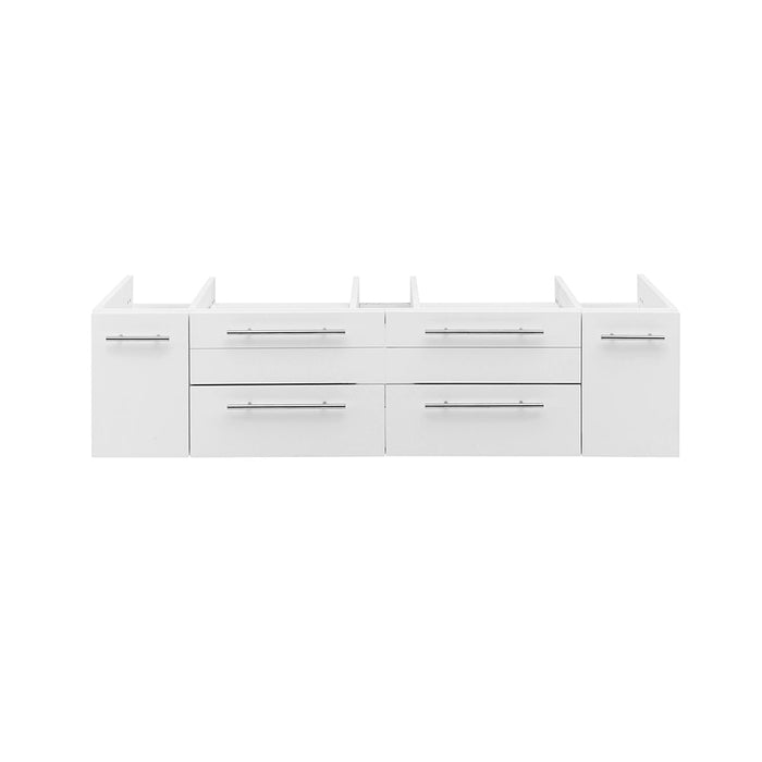 Fresca FCB6160WH-VSL Lucera 60" White Wall Hung Single Vessel Sink Modern Bathroom Cabinet
