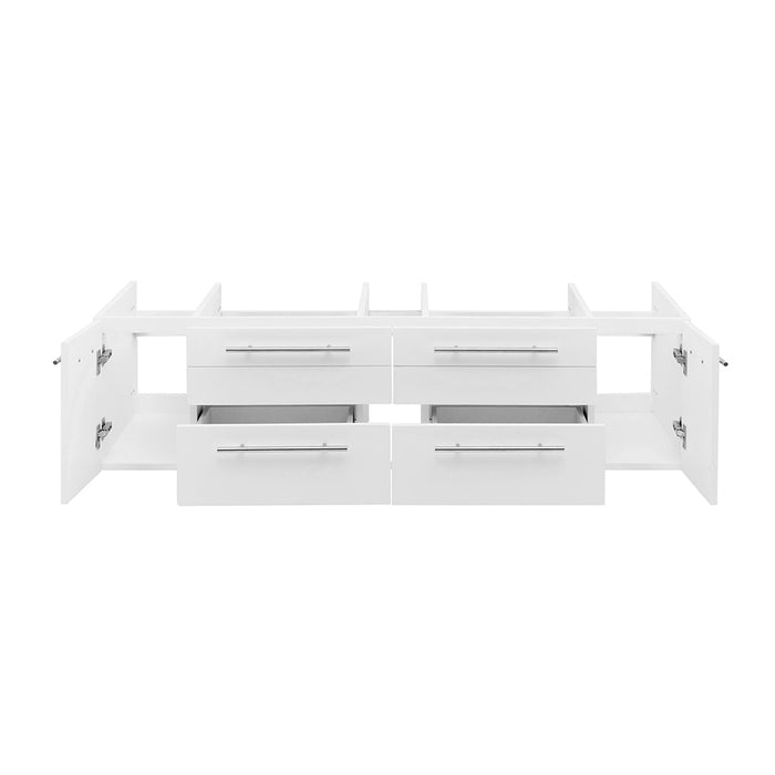 Fresca FCB6160WH-VSL Lucera 60" White Wall Hung Single Vessel Sink Modern Bathroom Cabinet