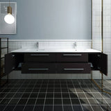 Fresca FCB6172ES-UNS-D-CWH-U Lucera 72" Espresso Wall Hung Modern Bathroom Cabinet with Top & Double Undermount Sinks