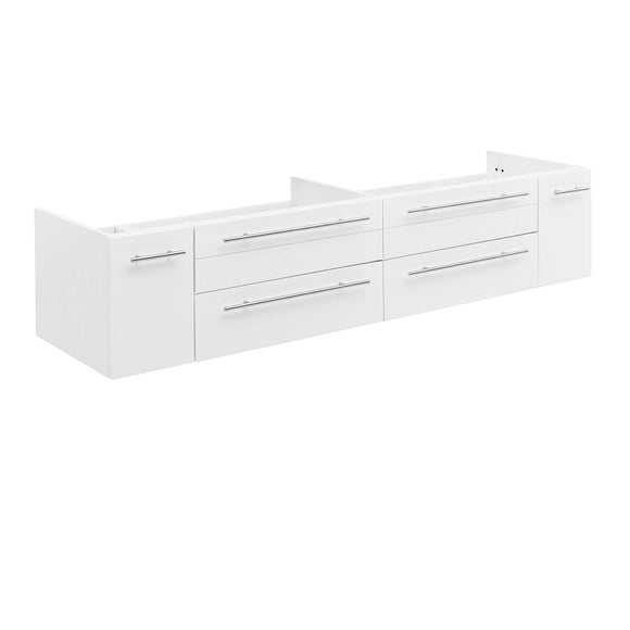 Fresca FCB6172WH-UNS Lucera 72" White Wall Hung Double Undermount Sink Modern Bathroom Cabinet